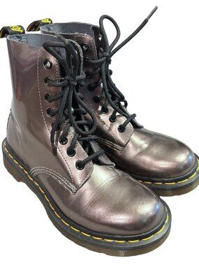 Dr Martens 1460 Metallic Gunmetal 8 Eye Boots AirWair Combat Womens Size 5